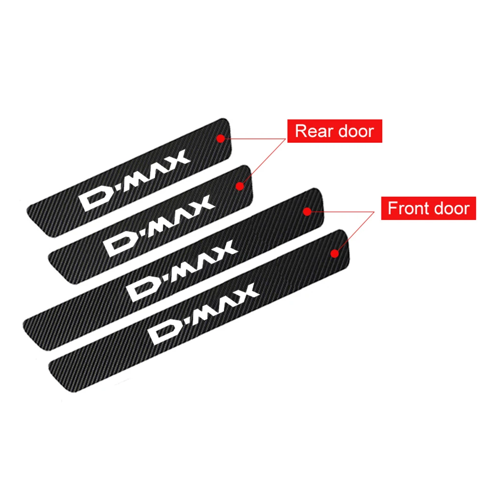 Para Isuzu Nuevo Isuzu D-MAX Dmax MU-X Mux D max 4pcs de Cuero de la PU de Fibra de Carbono Coche Umbral de la Puerta Protector de Pegatinas de Accesorios de Automóviles 1