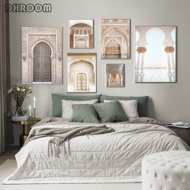 Marruecos Árabe De La Puerta De La Arquitectura Lienzo De Pintura De Viaje Paisaje De La Impresión Del Cartel Islámica Arte De La Pared De La Imagen De La Fotografía Musulmán Decoración 1