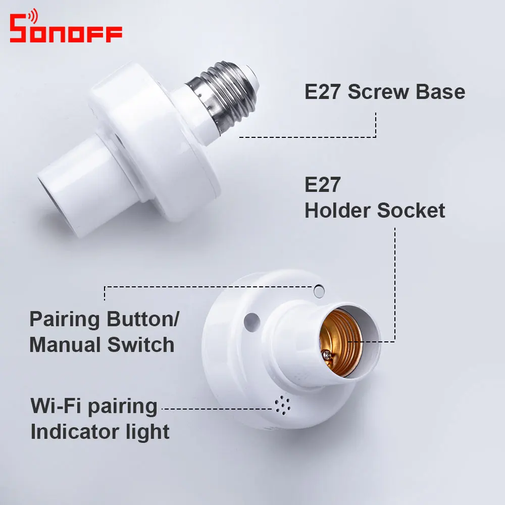 Itead Sonoff Slampher RF 433MHz Smart WiFi Titular de la Luz E27 portalámparas Interruptor Interruptor Wifi para el Hogar Inteligente Funciona con Alexa 1