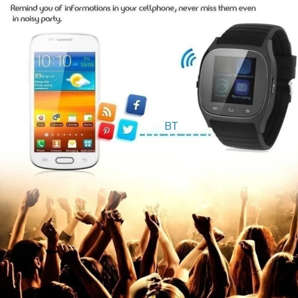 M26 impermeable Smartwatch Bluetooth M26 Reloj Inteligente Diario impermeable de la Pantalla LED Para el Teléfono Android Sync Podómetro Reloj Inteligente 1