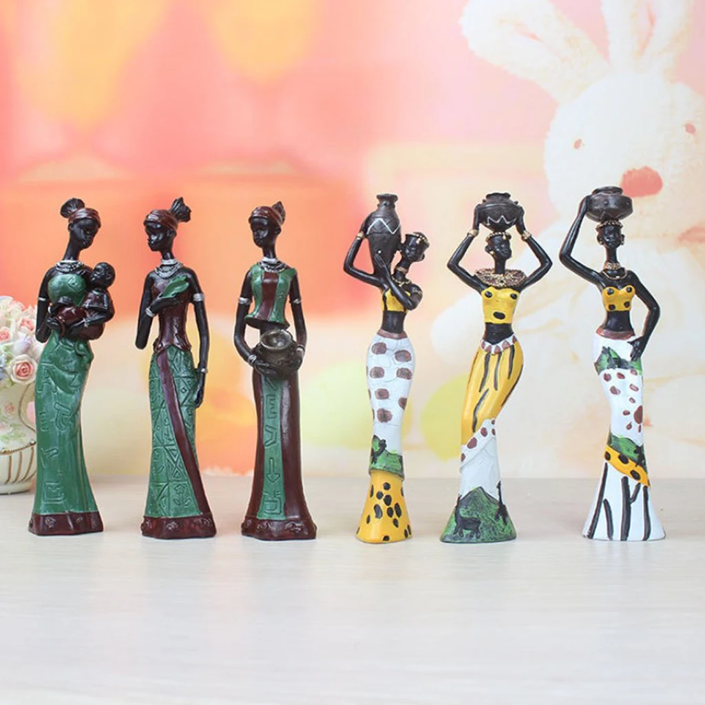 La Resina De La Parte Superior De La Mesa De África Figura Escultura Brillante Color Teñido En Pieza Central, La Casa Decorativos 1