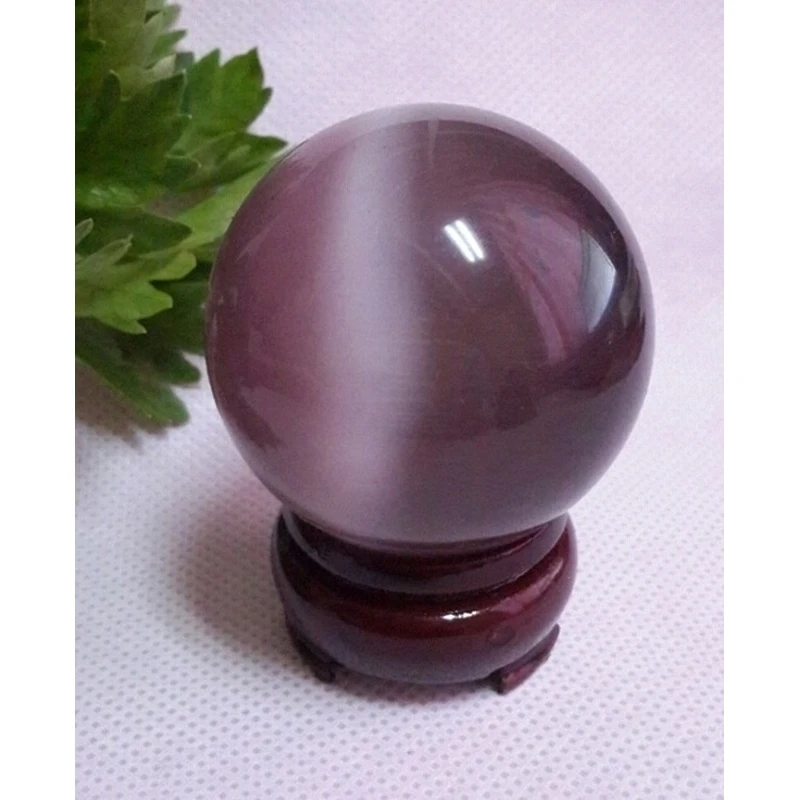 40mm Raro Natural de Cuarzo Púrpura de Ojo de Gato de Cristal de la Curación de la Bola de la Esfera de la Oficina de Decoración para el Hogar 1