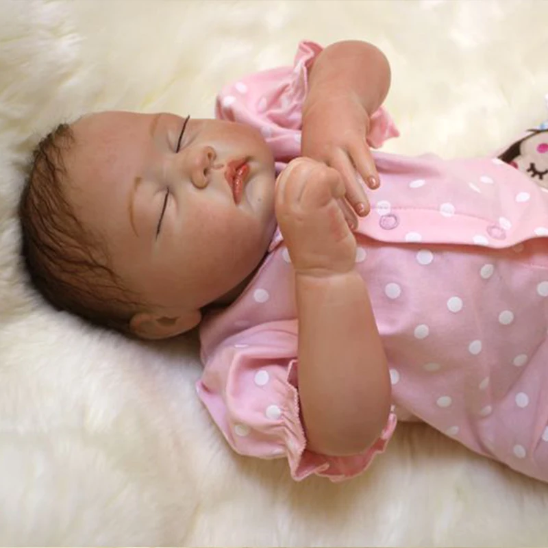 Nicery 20 50 cm de Muñeca Bebe Reborn de Silicona Suave Chico Chica Juguete Reborn Baby Doll Regalo para los Niños Ropa de color Rosa Mono Muñeca 1