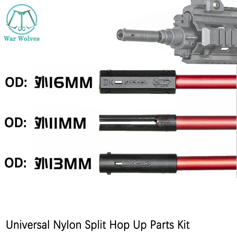 Táctica DK 11/13/16 mm OD Nylon Split Hop Up Kit de Piezas para la Mayoría de las Perlas de Gel de Agua Blaster J8/J9/J10/j11 AK47 Caza Negro 1