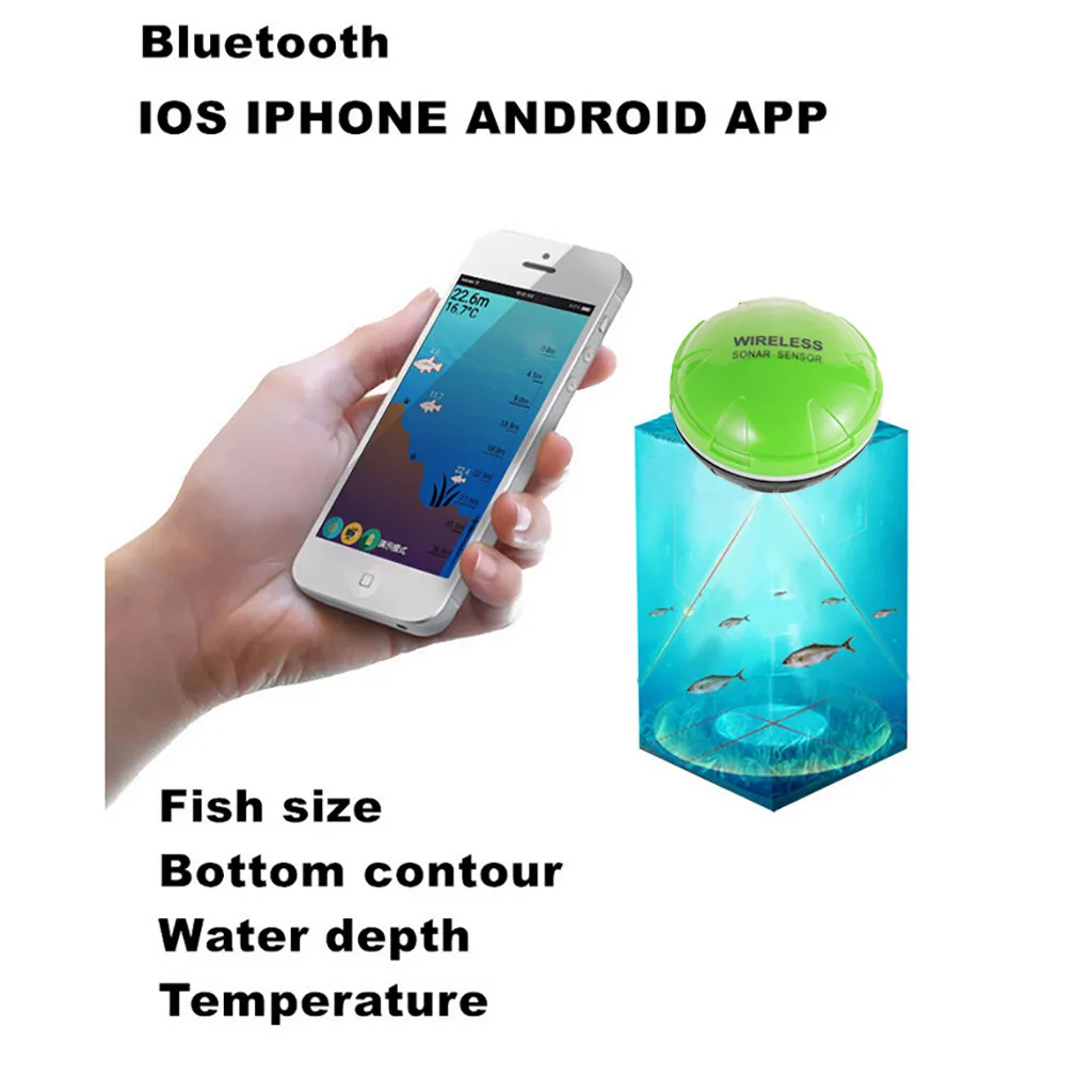 CHAMSGEND teléfono móvil localizador Inalámbrico Sonar Buscador de los Pescados de Profundidad de la Mar de Pescado del Lago Detectar iOS Android App findfish eco del sonar soun 1