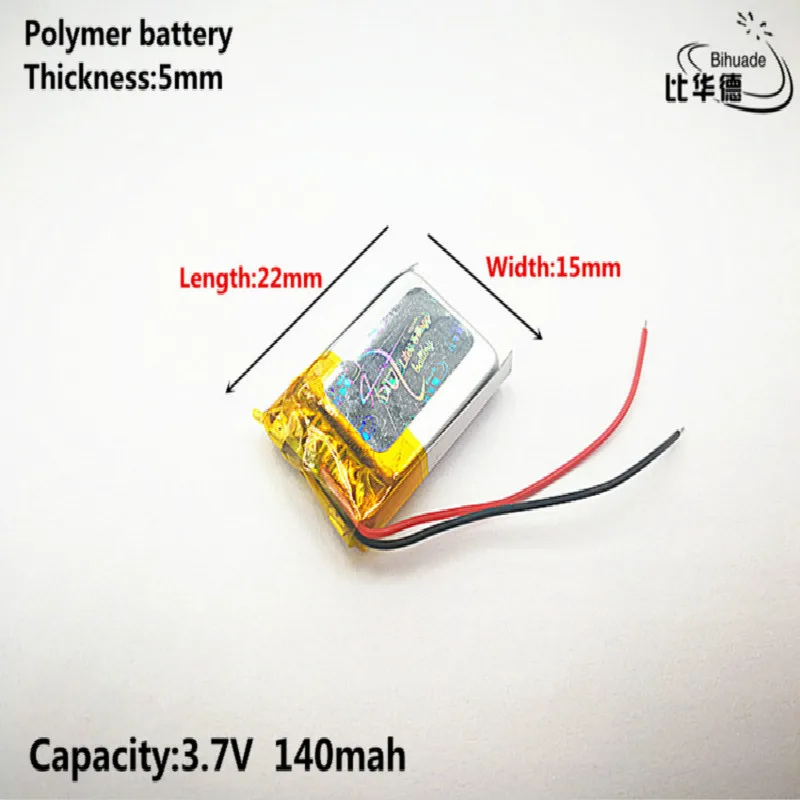 Litro de energía de la batería de Buen Qulity 3.7 V 140mAH,501522 de Polímero de litio ion / Li-ion de la batería de JUGUETE,BANCO de POTENCIA,GPS,mp3,mp4 1
