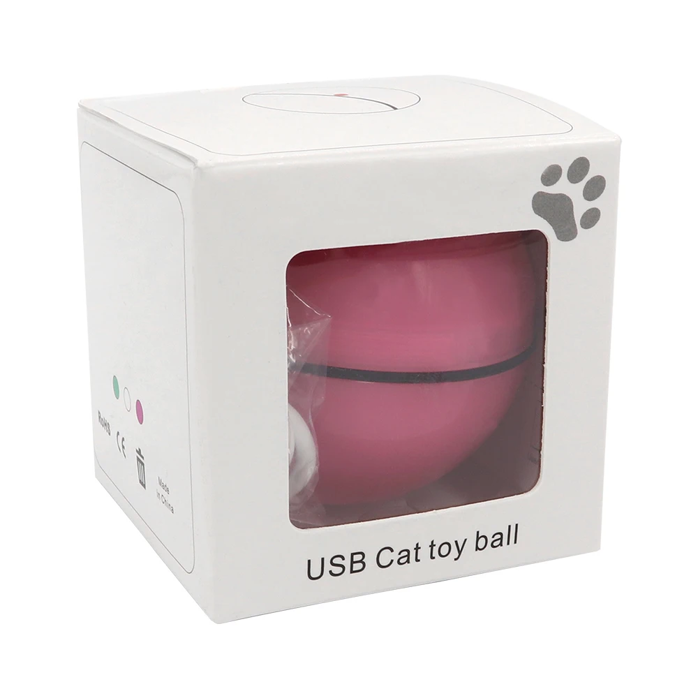 Interactiva Smart Gato de Juguete Recargable USB Led de Luz de 360 Grados de la Auto Rotación de la Bola de Mascotas Juguetes Jugando Blanco de la Mascota de la Bola para el Gato 1