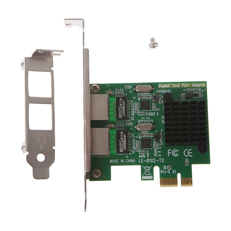 Puerto Dual PCI-E X1 Gigabit Ethernet Tarjeta de Red 10/100/1000Mbps Tasa de Adaptador 1