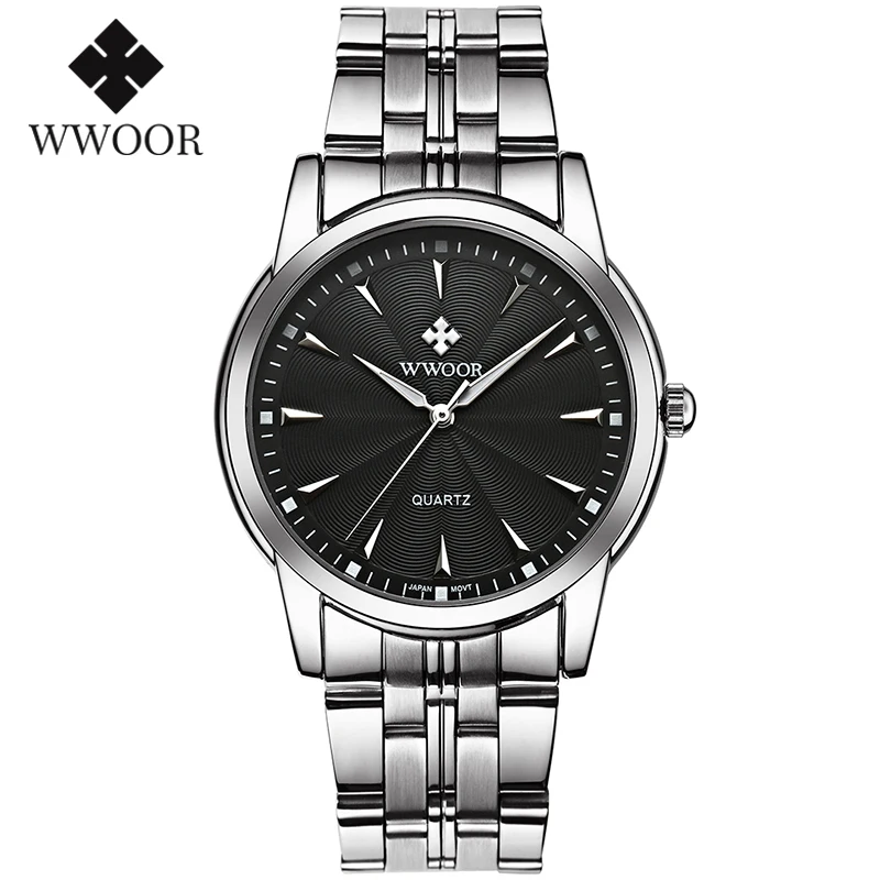 WWOOR Marca de Lujo de Plata Reloj Impermeable de los Hombres de Acero Inoxidable de la Moda Clásica Creativo de línea de Cuarzo reloj de Pulsera para Hombre Relojes Homme 1