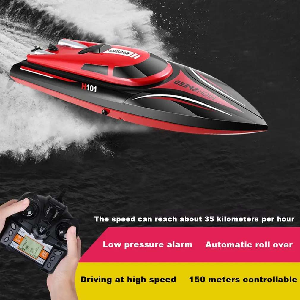 H101 Barco de la Velocidad de 2.4 GHz 4CH RC Control Remoto de Alta Velocidad de Carreras de barcos con Pantalla LCD de Juguetes de Regalo para Niños 1