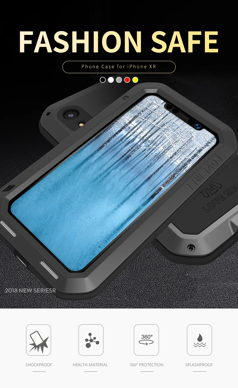 El AMOR MEI IP68 Impermeable de la caja del Teléfono Para el iPhone 12 XS MAX XR X XS Templado de Vidrio+Metal de Aluminio de la Armadura de Cuerpo Completo la Cubierta a prueba de Golpes 1