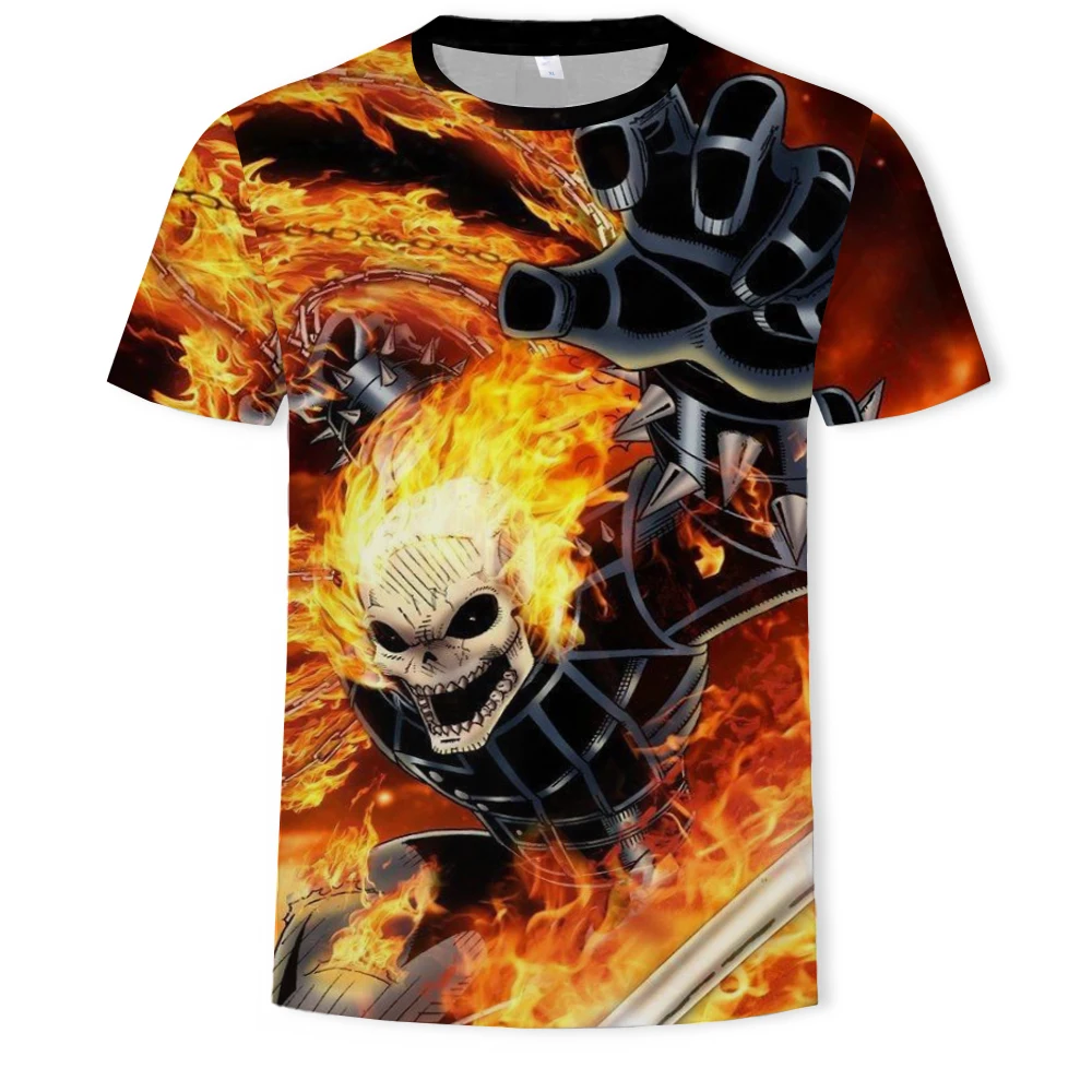 Moda de verano de cuello redondo camiseta de deportes de terror cráneo de impresión de manga corta t-shirt para hombres casual T-shirt ropa de hombre 1
