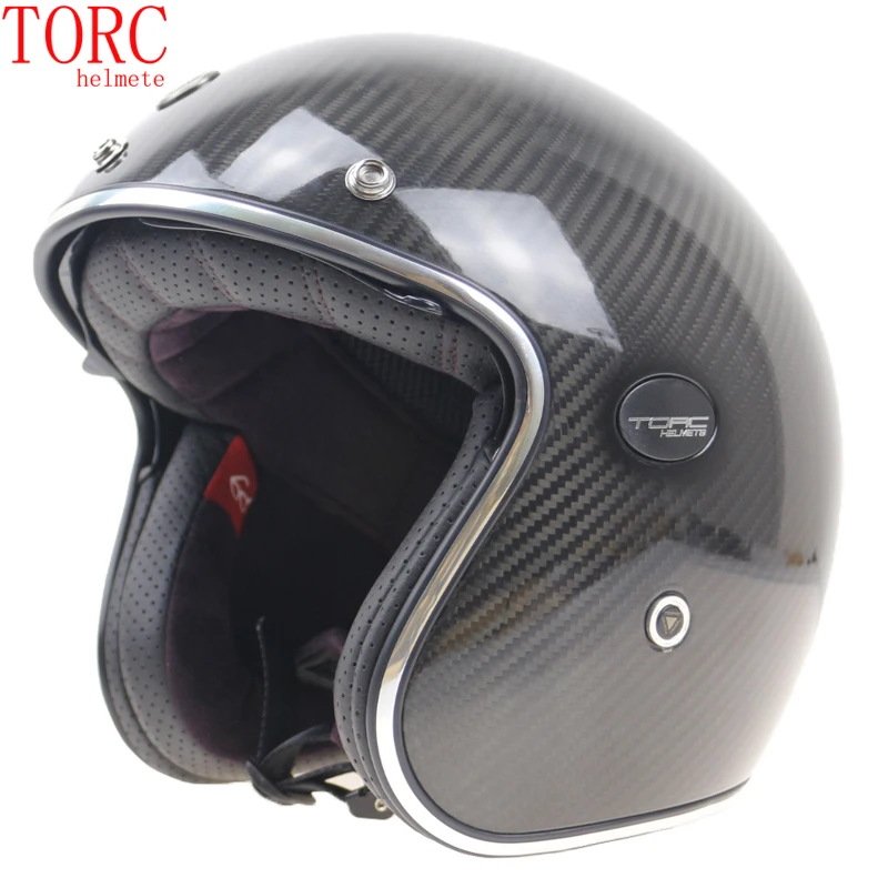TORC de Fibra de Carbono casco de la Motocicleta Profesional de peso Ligero Casco de Cara Abierta con interior de las gafas de sol y Clásico de 3/4 casco 1