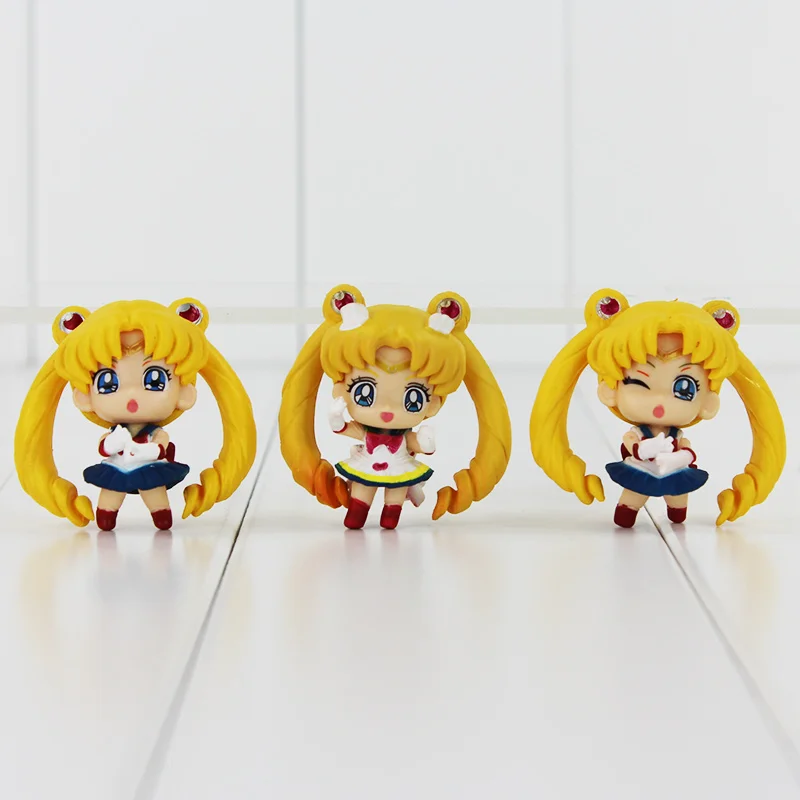 5Pcs/Lot de Anime Lindo Sailor Moon Tsukino Q Versión de PVC Figura de Acción Coleccionable de Juguetes de modelos de Muñecas para los Niños Gran Regalo 1