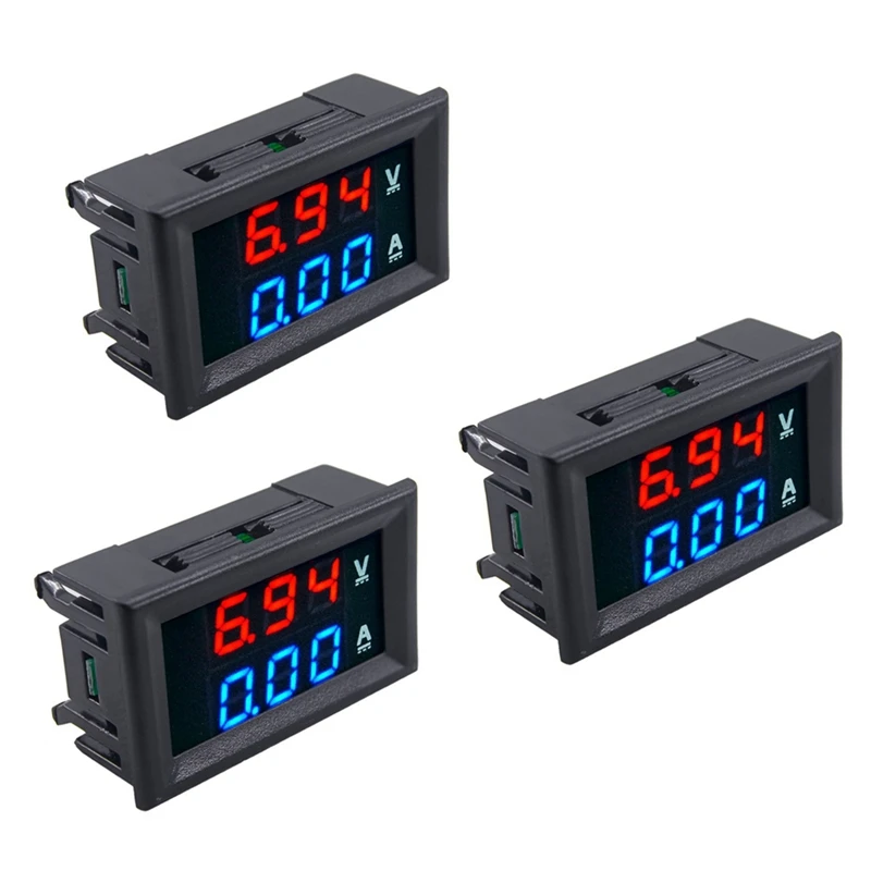3pcs LED Digital DC 0-100V 10A Voltaje Amperios Voltios Medidor de Panel Dual Voltímetro Amperímetro Tester 1