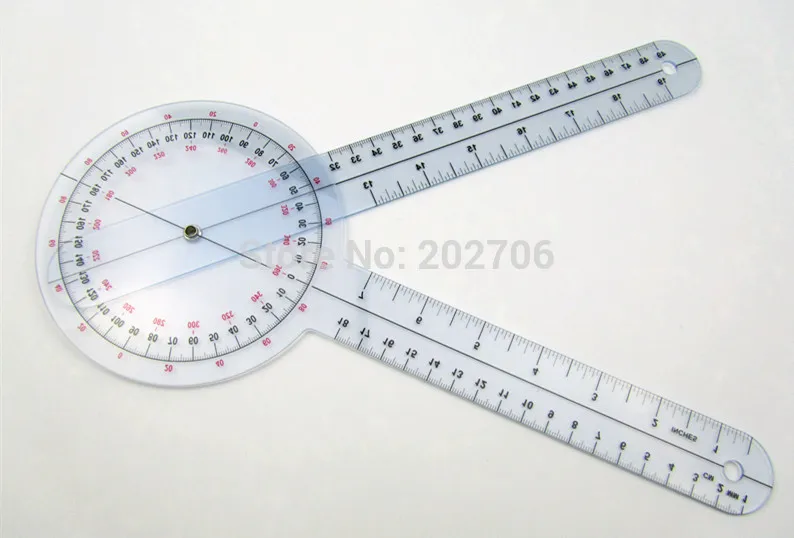 0-300mm 12 Goniómetro de 300 mm de plástico transportador Médicos gobernante gobernante ángulo ángulo del cuerpo de medida indicador 1