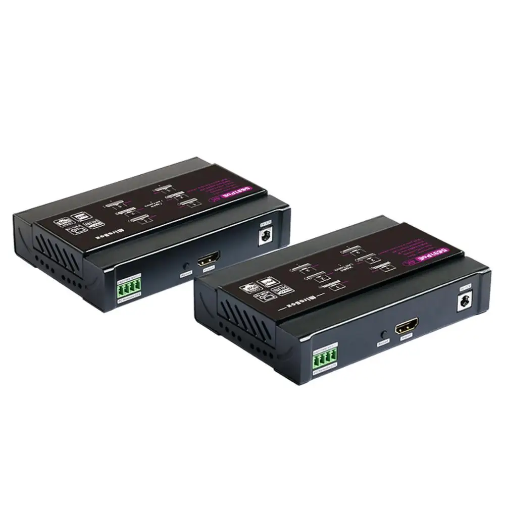 Mirabox HDMI Extensor KVM Extender 4K30HZ 4: 4: 4 a Través de UTP IP Gigabit POC Conmutador de Red hasta 383ft Cat5e/6 a HDMI Rec 1
