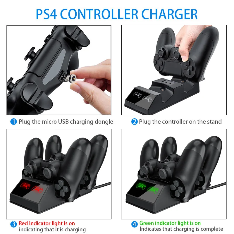 Para PS4 Doble Controlador de Cargador Dock Station Imán de Carga Con la Pantalla Led Para Playstation 4 Controlador de Soporte de Accesorios 1