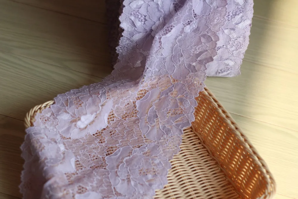 18 cm de ancho 2 yds/lot,Lavanda Niebla hecha a Mano del Pelo de la Decoración de Elástico Ancho Tramo de Encaje de la boda vestido de falda de encaje 1