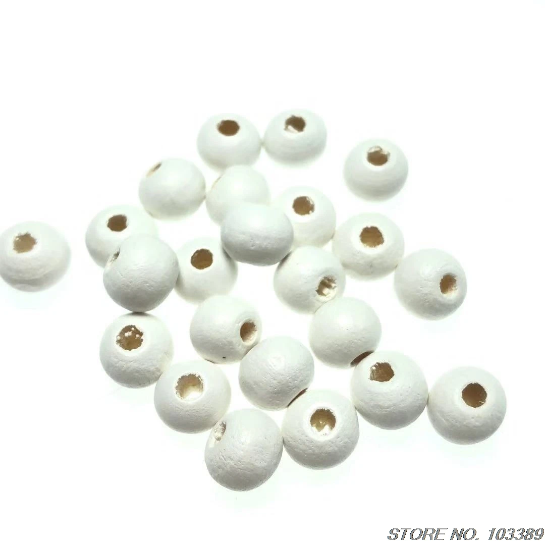 Envío gratis 1000pcs/paquete turístico 7*8 mm de color blanco puro de madera bola,a granel rosario diy adorno de bolas 1