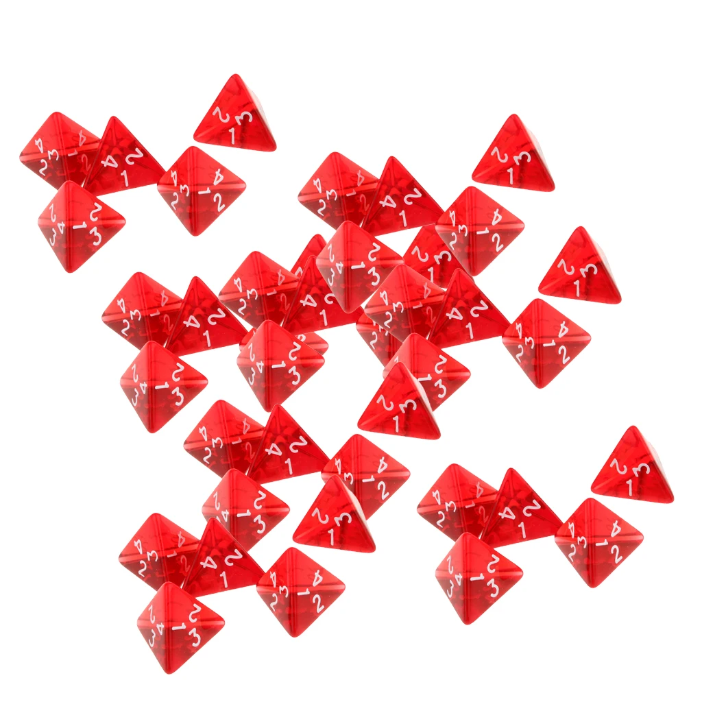 40 piezas de Dados Conjunto D4 D&D Juego de mesa Rojo Acrílico Poliédrica a Granel Dados Set de Juego de la Copa 1