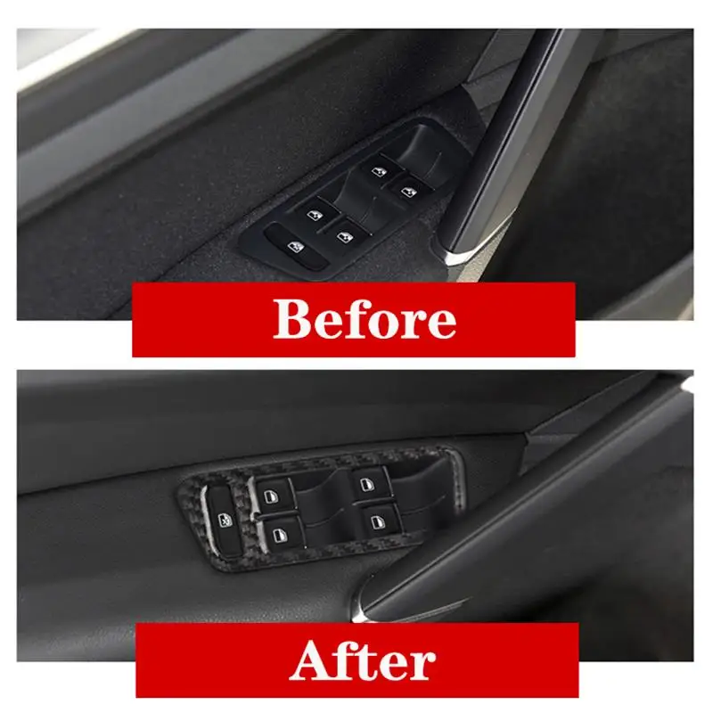 Para VW Golf 7 GTI MK7 2013-2017 Coche Estilo Interior de la Ventana de Control de Interruptor de Panel de Moldura de Fibra de Carbono Sticker Decal Accesorios 1
