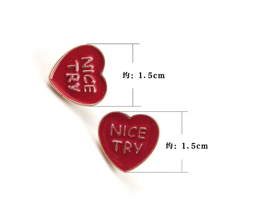 12 pares / lote de la moda accesorios de la joyería de la calidad de la impresión de corazón letra de buen intento stud earring 1