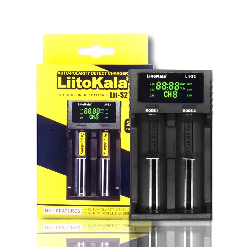 Liitokala Lii-S1lii-S2 lii-S4 lii-S6 Cargador de batería Auto-detección de polaridad inversa Para 18650 batería 26650 18350 18340 de li-ion, Ni-MH 1