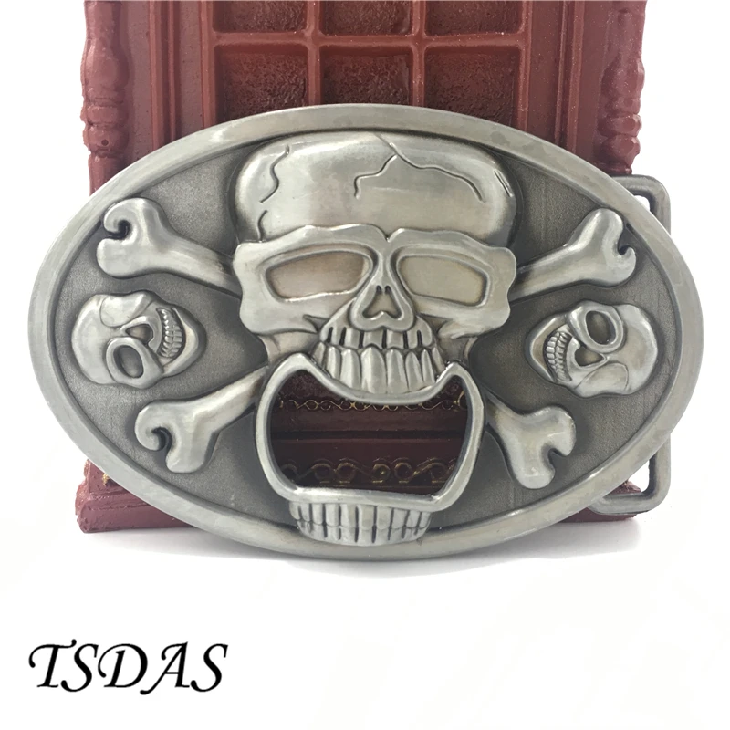 Envío libre de los Hombres de la Correa de la Hebilla de Metal Vaquero Diseñador 3D del Cráneo Logotipo de Abridor de botellas de Moda Hebilla de Cinturón 1