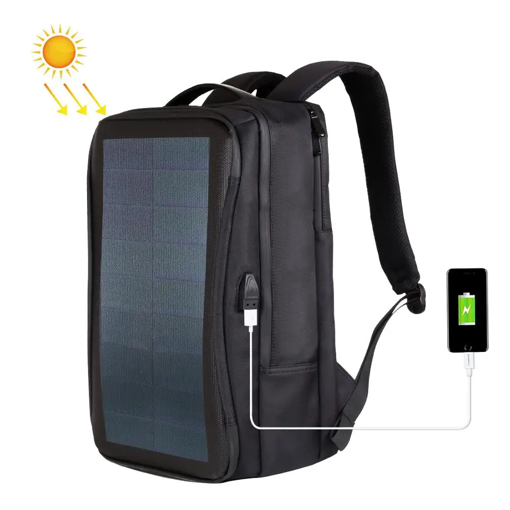 Haweel Flexible Panel Solar Mochilas Conveniencia de Carga de bolsas para Portátiles, Bolsas de Viaje 14W Cargador Solar Mochilas &Asa &Puerto USB 1
