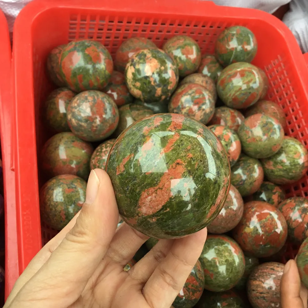 Natural de piedras preciosas bolas de Pulido de Unakite esfera de Cristal para la decoración del hogar 1