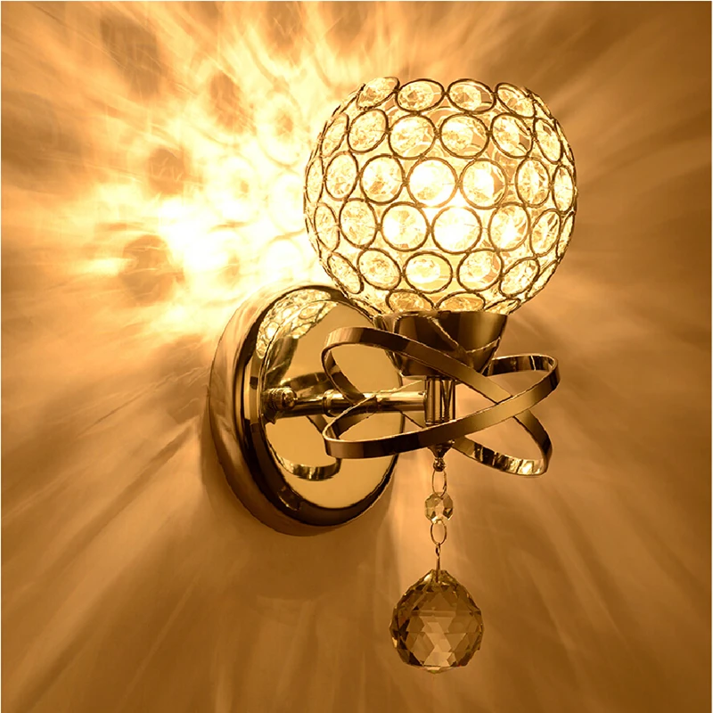 Moderno bola de Cristal, lámpara de Pared, Lámpara de la mesilla de Dormitorio de la lámpara de la Escalera de la pared la Luz E14 lámpara de pared Led de la plata del oro lamparas de pared iluminación de interiores 1