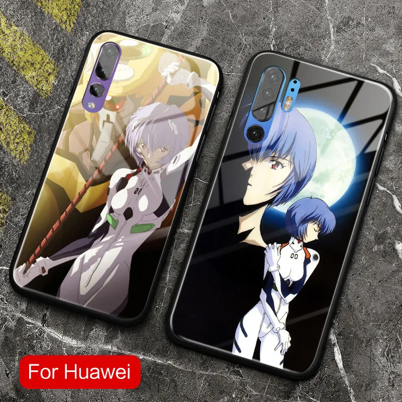 Ayanami Rei de cristal de la caja del teléfono de la cubierta de shell para el Huawei Honor V Mate P 9 10 20 30 40 Lite Pro Plus Nova 2 3 4 5 1