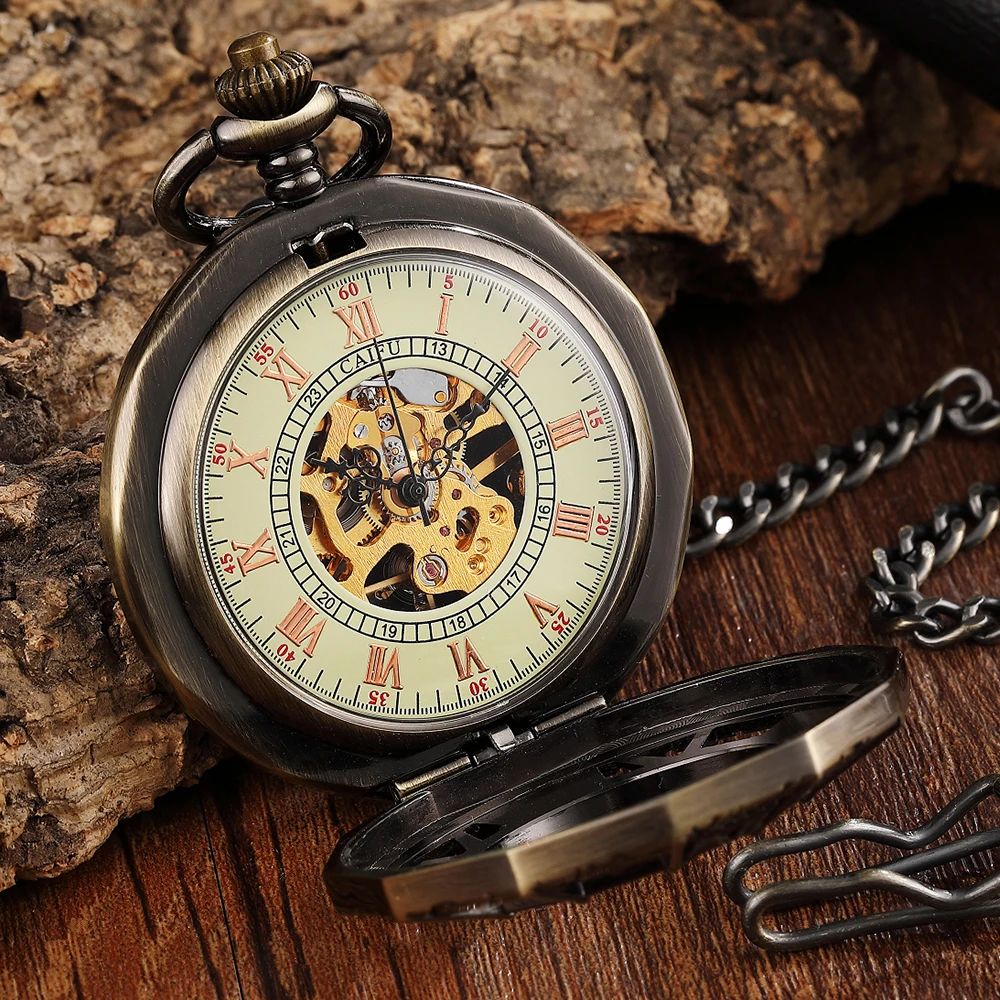 La Vendimia Mecánica Reloj De Bolsillo Antiguo De La Araña Grabado Hueco Números Romanos Steampunk Collar De Relojes De Bolsillo Colgante De Cadena Del Reloj 1