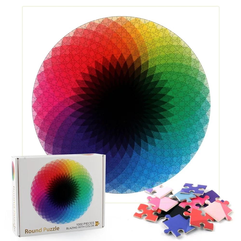 1000 Pieza de Rompecabezas, Ronda de Gradiente de Color arco iris de Rompecabezas para los Niños Adultos 1