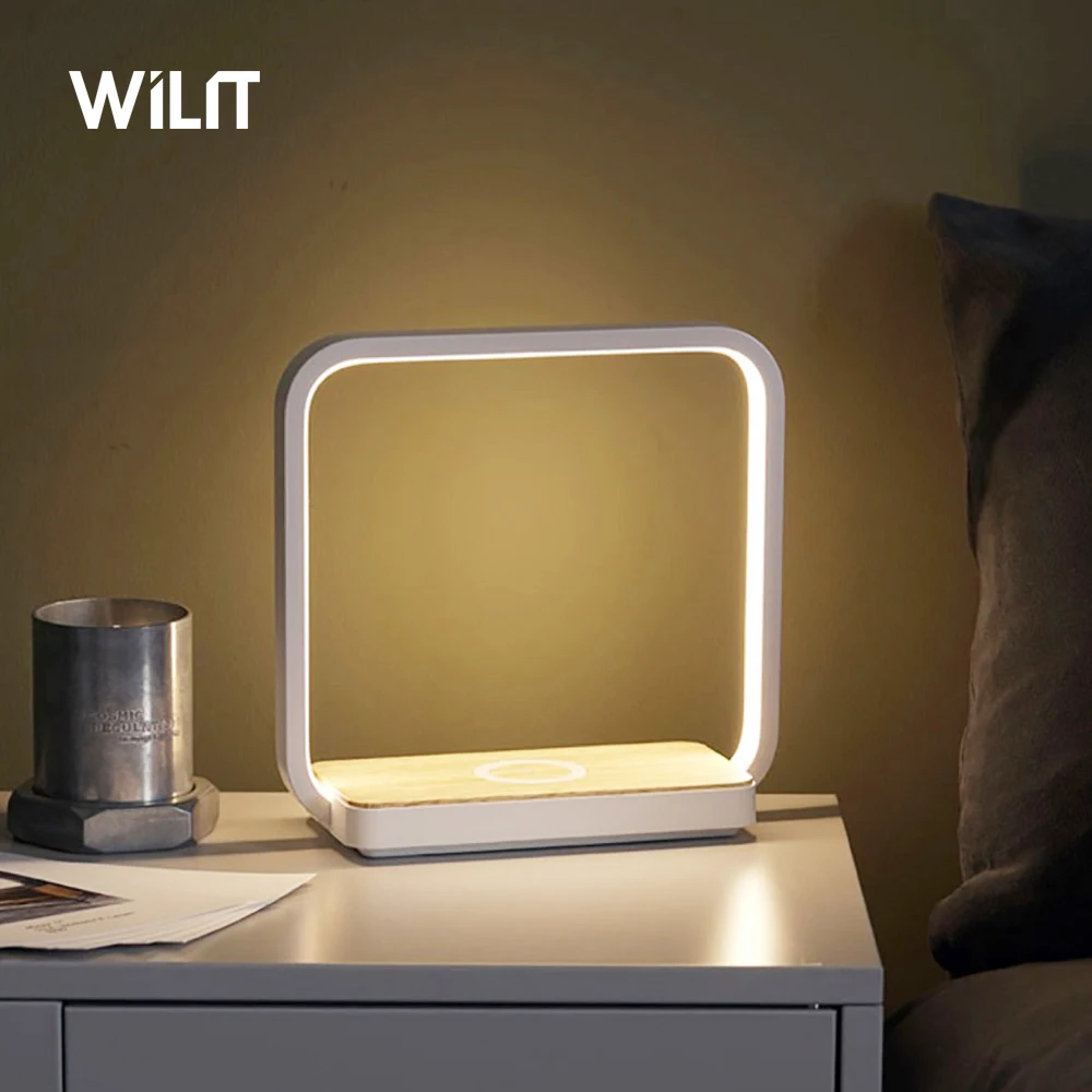 Wilit Elegante Diseño A13S Mesilla de noche de Toque de Atenuación de la Lámpara de Mesa Con Cargador Inalámbrico 1