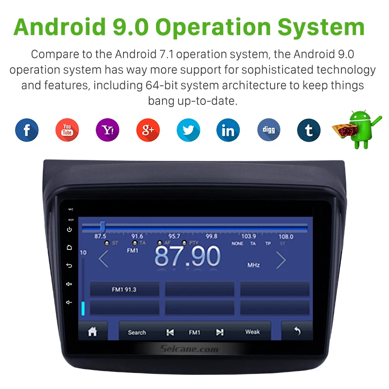 Seicane de 9 Pulgadas GPS Android 10 Coches Reproductor Multimedia de 4 núcleos 2din Para MITSUBISHI PAJERO Sport/L200/2006+ Triton/2008+ PAJERO de 2010 1