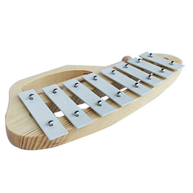 De la mano de Knock Xilófono Glockenspiel con Mazos 8 Tonos de Aluminio de la Hoja de Madera, Instrumento Musical de Educación Preescolar de Juguete para Ki 1
