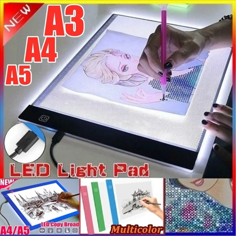 A5/A4 /A3 USB Powered LED Ultra-delgado Tablero de Dibujo de la Almohadilla de Animación de Seguimiento de la Caja de Luz caja de luz de la Tableta Lienzo en Blanco 3 nivel de Atenuación 1