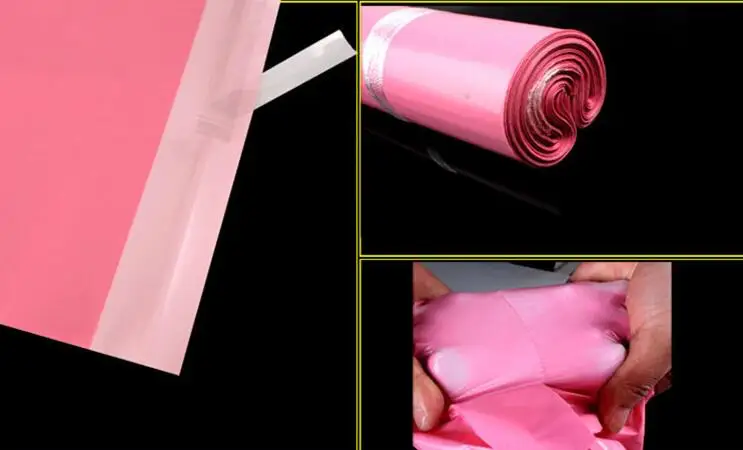100pcs Rosa Poli Postal Adhesivo de Sobres Bolsas de Embalaje de Bolsas de Plástico Mailer de color Rosa de la Boda de Regalo Paquete de Bolsas de 1