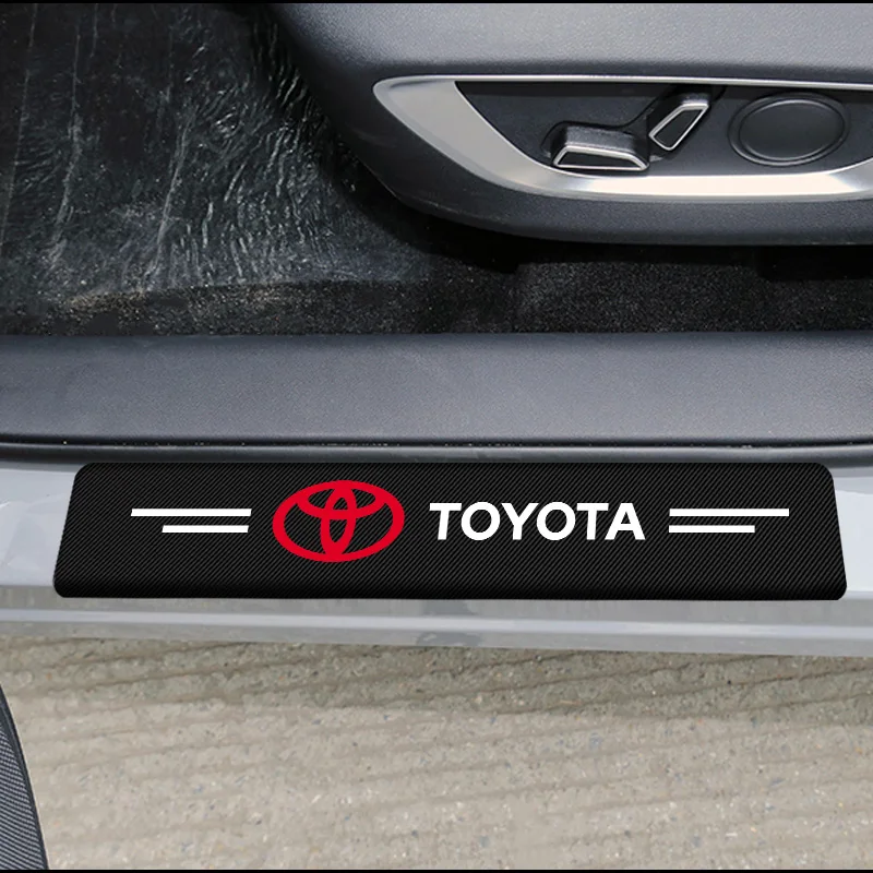 4pcs Car Emblema de Fibra de Carbono de la etiqueta Engomada de Auto Umbral de la Puerta Protector de Calcas para Toyotas Corolla Yaris Rav 4 Auris Camry C-hr 86 Prius 1