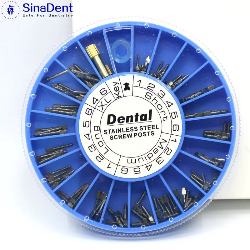 Dental de Tornillo de ACERO INOXIDABLE Post 120pcs&2Key Dental Poste roscado de materiales Dentales materiales dentales para la Odontología 1