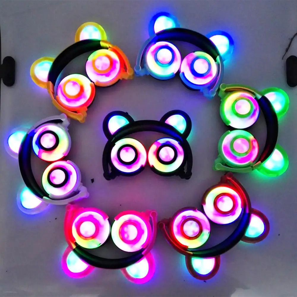 Lindo Plegable de Bluetooth Inalámbrico de Oso Panda Auriculares del Oído de los Niños Auricular Cosplay de Auriculares con LED Parpadeante Niños Niñas 1