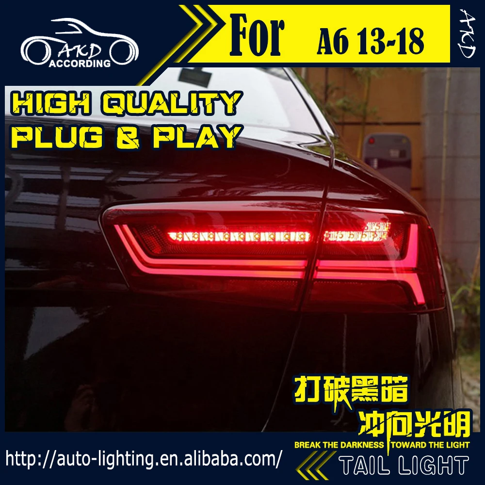 AKD Coche Estilo Lámpara de Cola para el Audi A6 Luces de Cola 2012-2016 A6L C7 Luz trasera LED de Señal LED DRL Stop Trasero Lámpara Accesorios 1