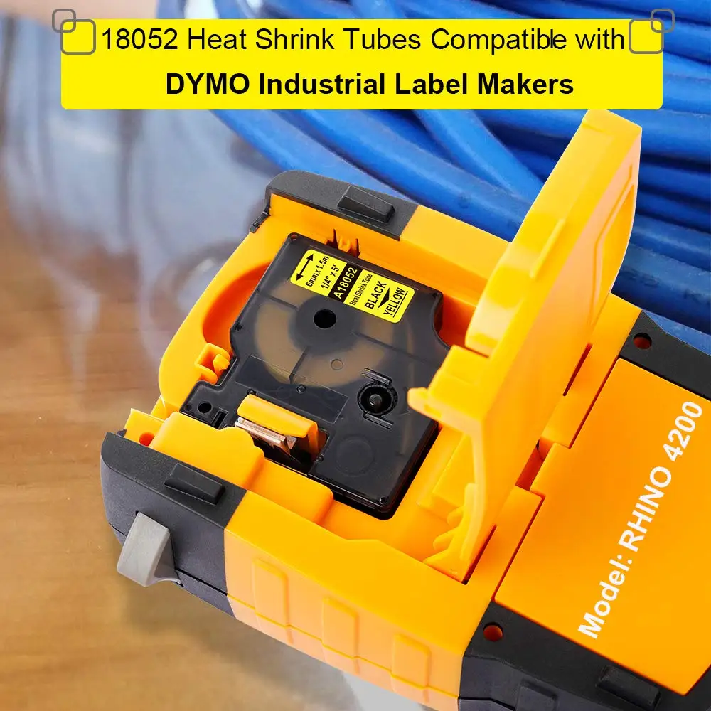 Fimax 2 Pcs Compatibles Dymo Industrial de Calor Tubo Retráctil 18051 18052 18053 18054 18055 18056 Fabricante de Etiquetas DYMO Rhino Impresora de Etiquetas 1
