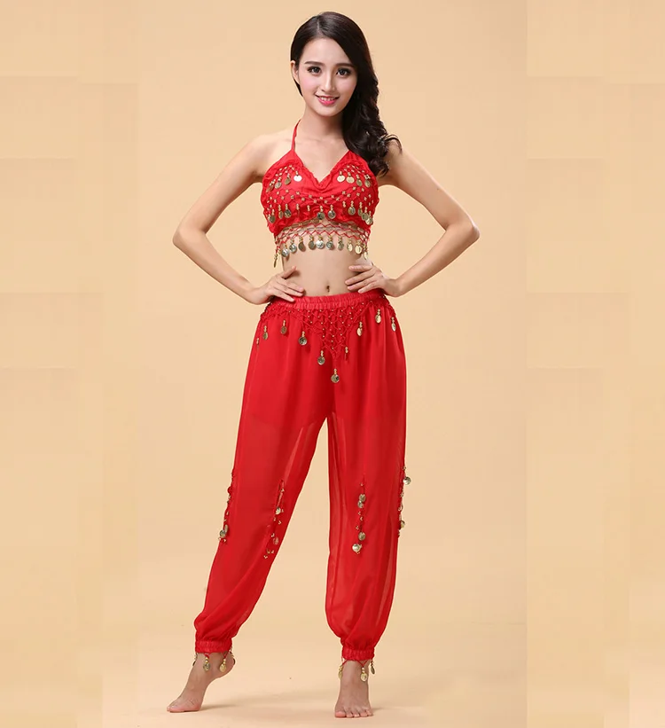 2 piezas del Conjunto de Profesionales de Danza Oriental de los Trajes de las Mujeres de la Danza del Vientre para Mujer Traje de la Danza India, Bollywood Vestido para Adultos 1