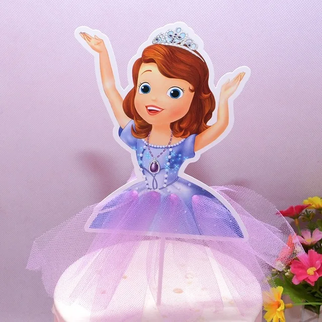 6pcs/lot niña de un año de edad, Cumpleaños, elsa anna princesa topper de la torta de la decoración para la fiesta de Cumpleaños de Topper para pastel de la decoración 1