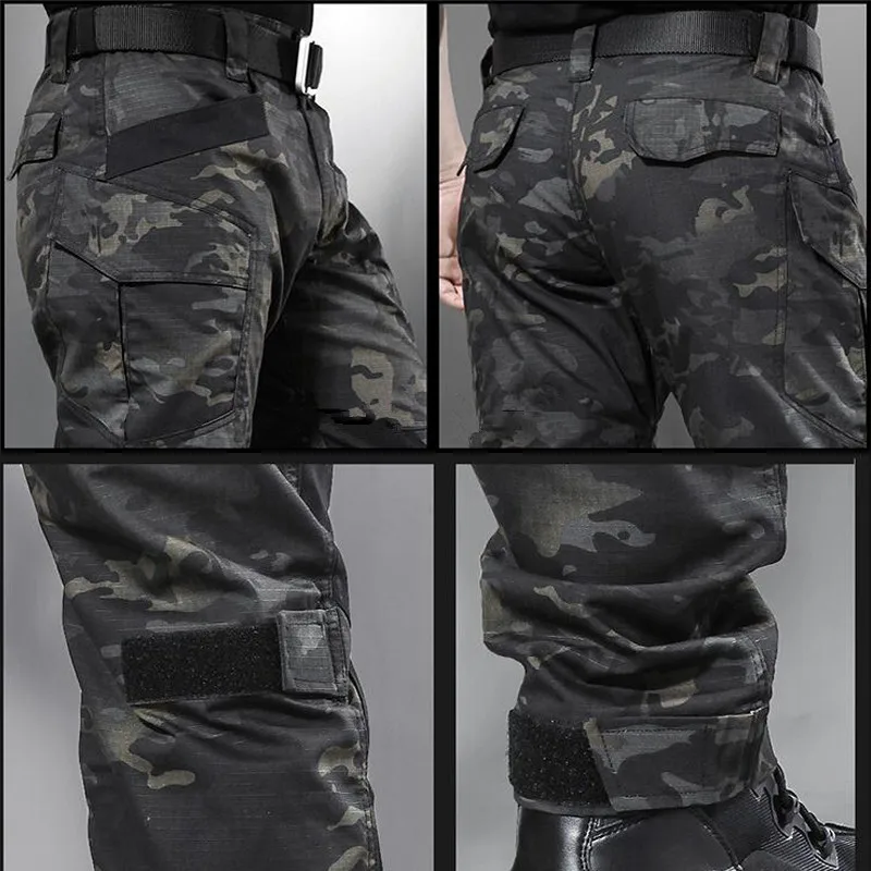 Los hombres del Corredor Táctico Pantalones de Camuflaje Militar de Carga de Sudadera Suelta Camo Casual Pantalones Largos Corredores de Pantalones Tacticos 1