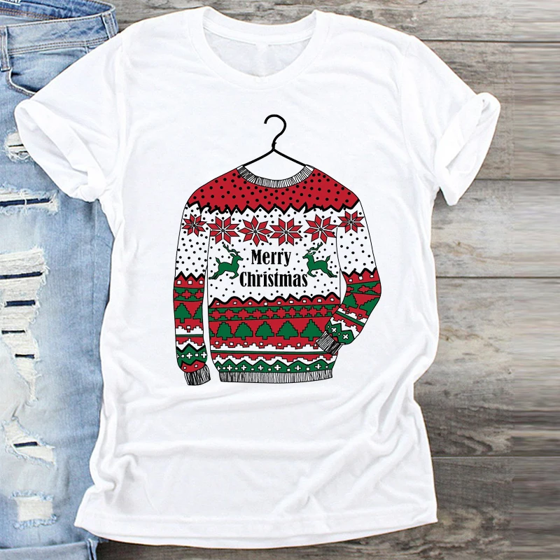 Ropa de mujer en Camión Árbol de la Impresión de los años 90 Feliz Navidad Imprimir Ropa Gráfico Superior de la Camiseta de las Señoras de la Mujer Camisetas Camiseta T-Shirt 1