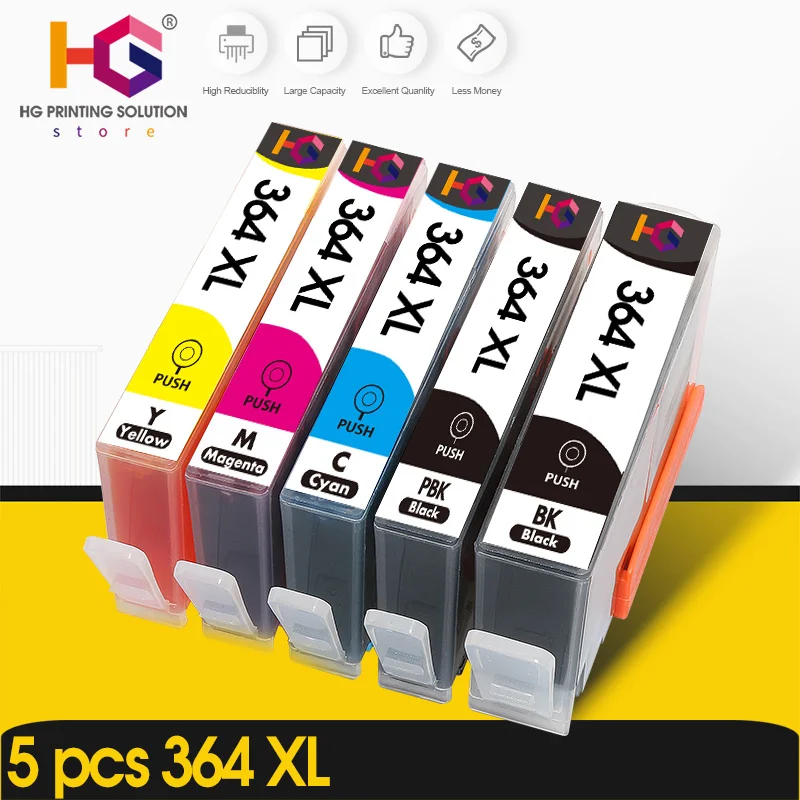 5pcs para HP 364 XL HP364 cartucho de tinta 364XL Compatible para hp 5520 5522 5524 6515 3070A 3520 3522 4620 impresora 1
